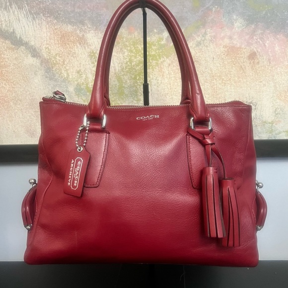 Coach Archive Legacy Dark Red Satchel Handbag Kisslocks - Picture 1 of 14